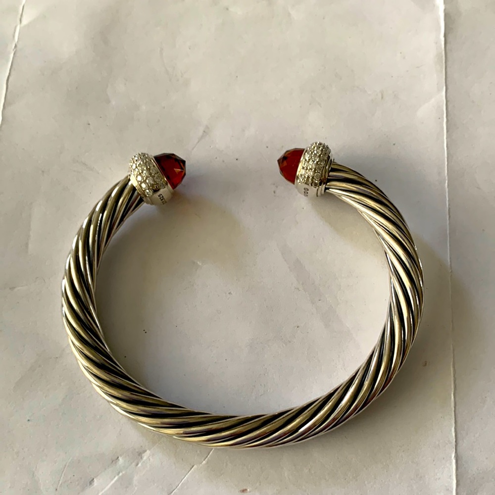 David Yurman candy bracelet Madeira citrine& diamond silver cable bracelet